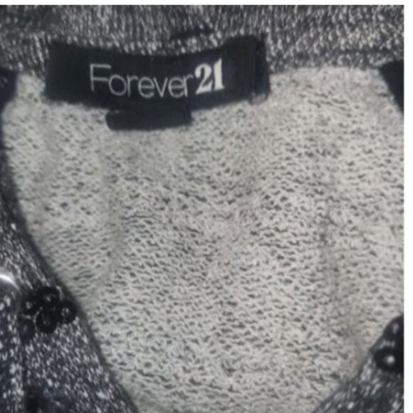 FOREVER 21 zippered Hoodie, Black and gray w/ silver sequins in size small - Picture 16 of 16